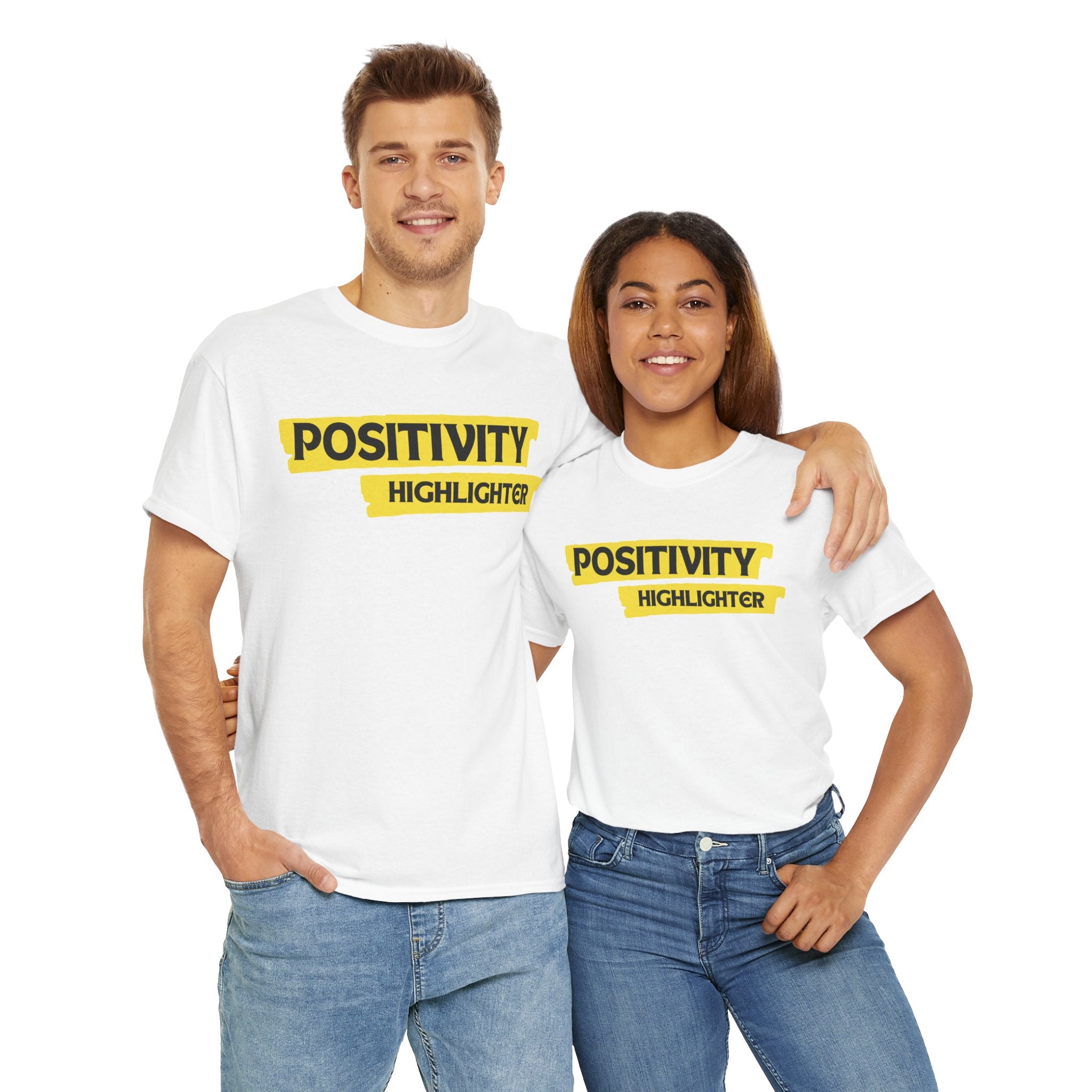 Inspirational Unisex Heavy Cotton Tee - Positivity Highlighter