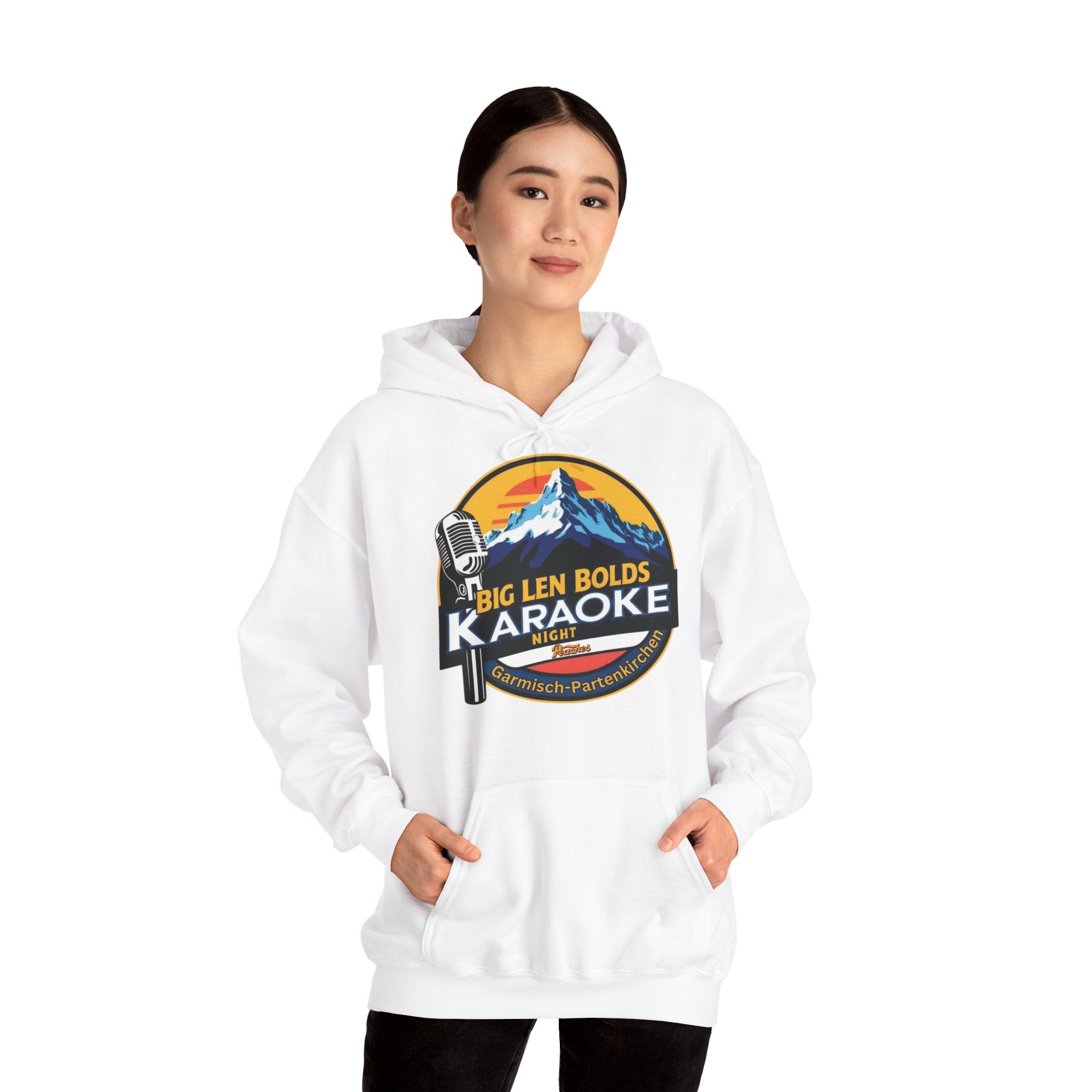 Big Len Bolds Karaoke Night Hoodie - Unisex Heavy Blend™ Sweatshirt for Music Lovers